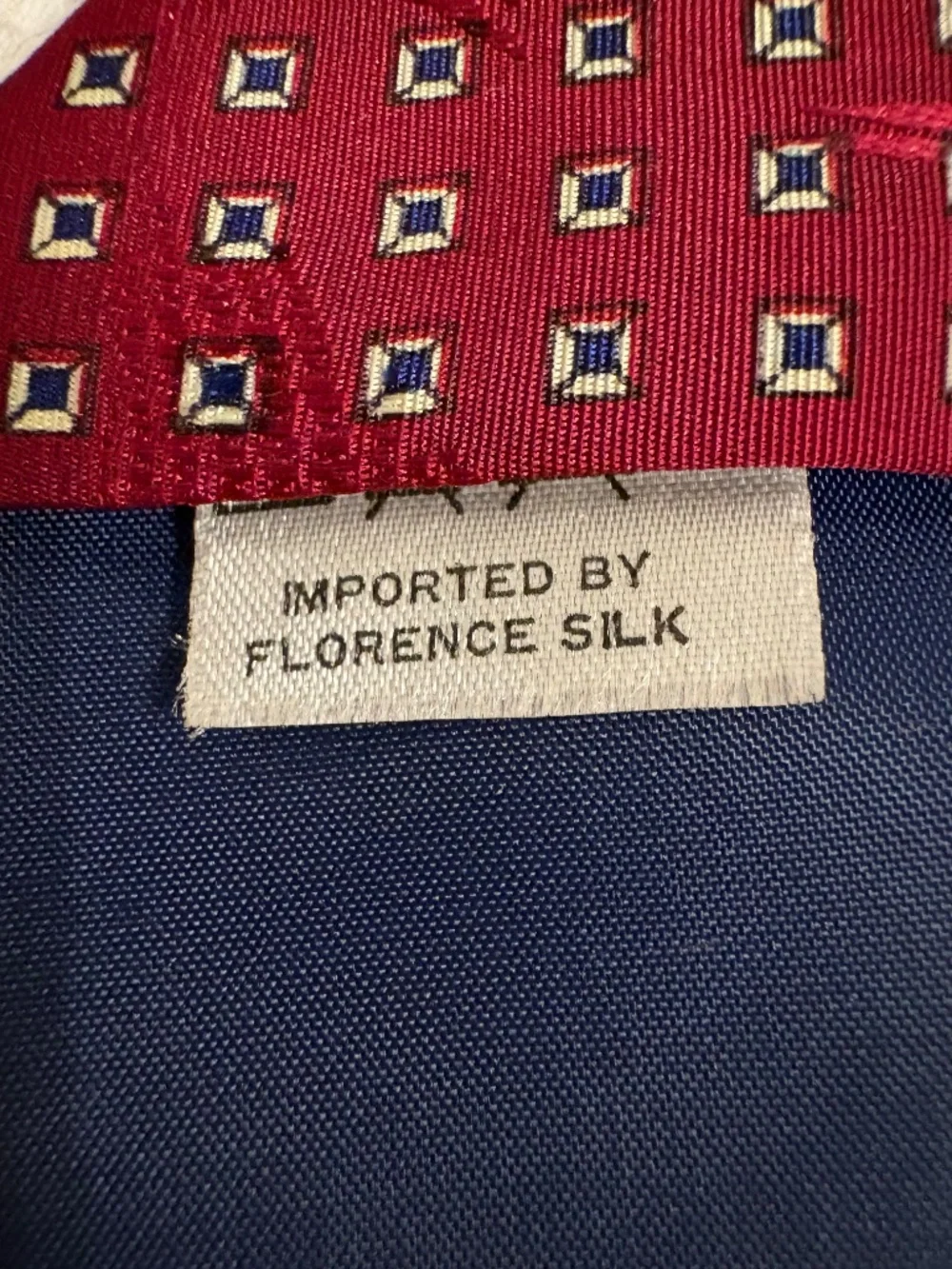 Vintage Florence & K Inc. Burgundy Silk Geometric Pattern Men's Tie